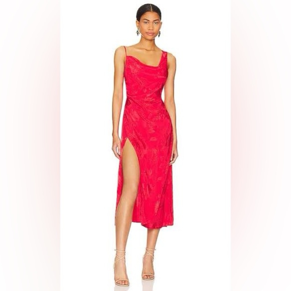 For Love & Lemons Ilana Midi Dress in Red / Size S